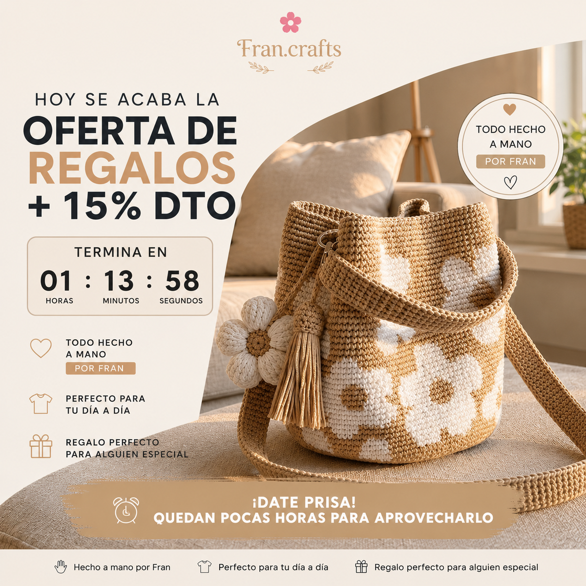 Bolso de flores tejido